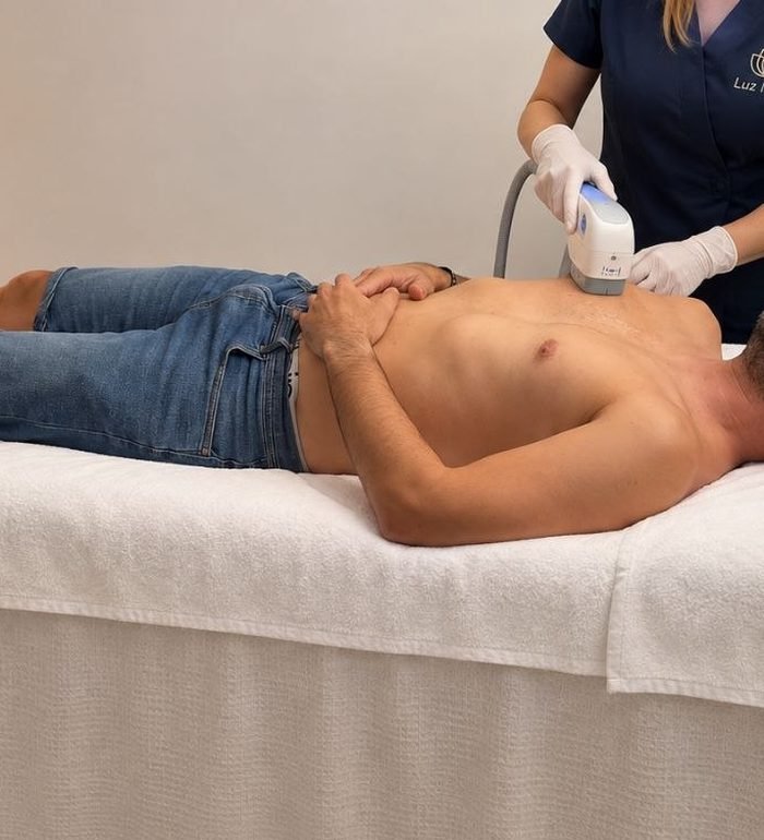 Sesión de estética avanzada con aparatología en la cabina de Luz Nature
